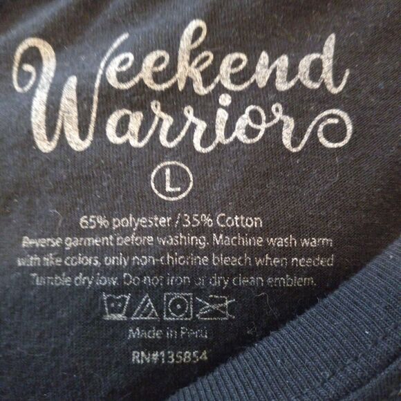 Weekend Warrior Anime Graphic Shirt-Large-Short Sleeve-Black & White-Crewneck - Picture 7 of 7